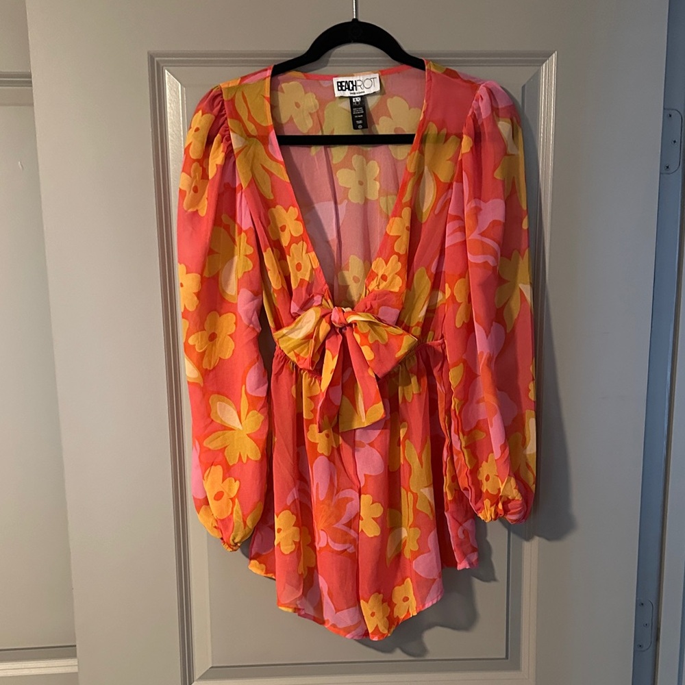 Beach Riot Lori Romper Hula Hibiscus Swimcoverup